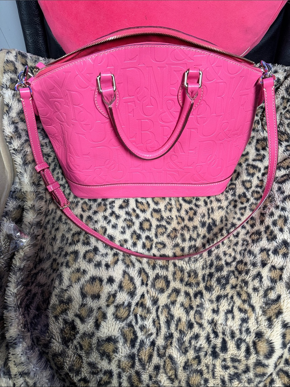 Dooney & Bourke Bright Pink Embossed Dome Satchel - Picture 8 of 8